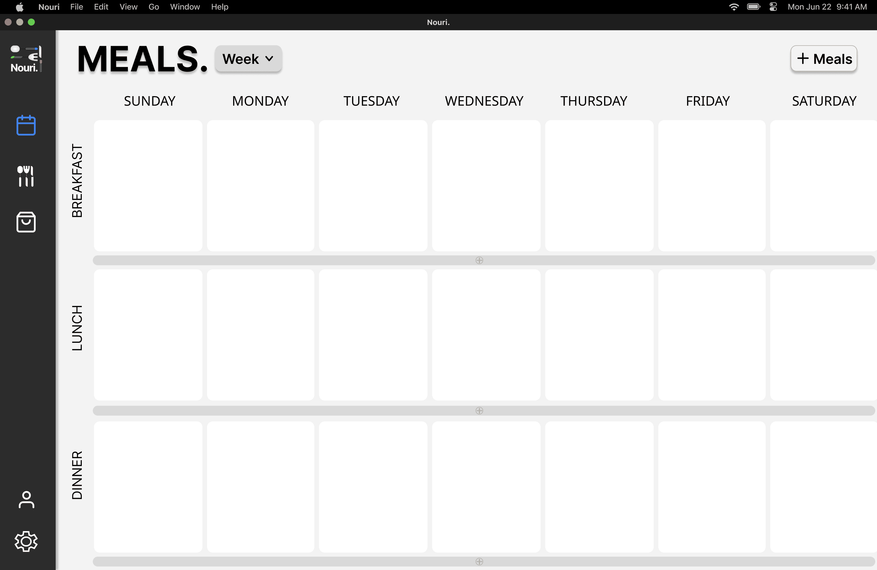 Hi-fi — meal calendar, week view
