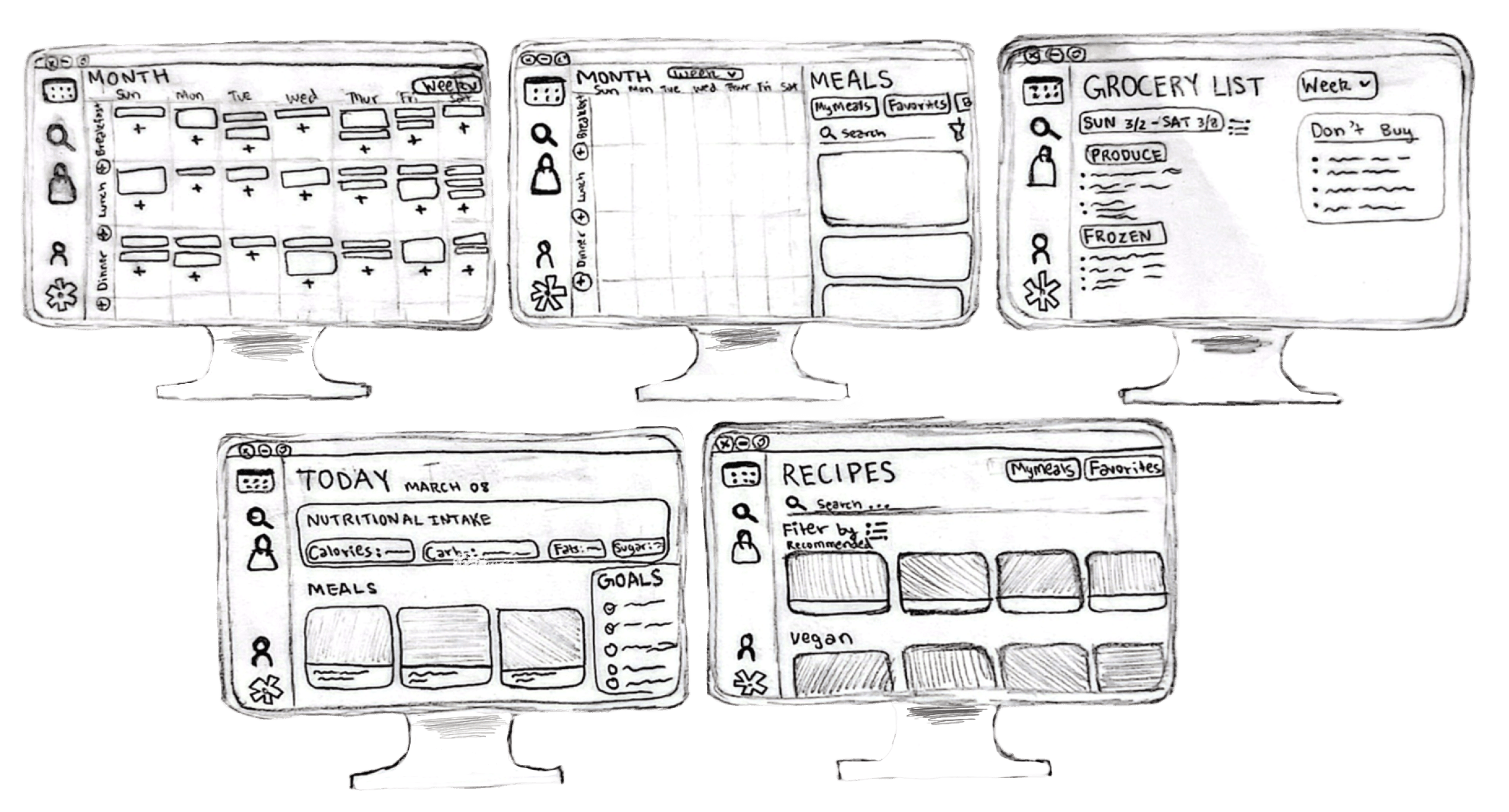 Paper prototype — calendar month view