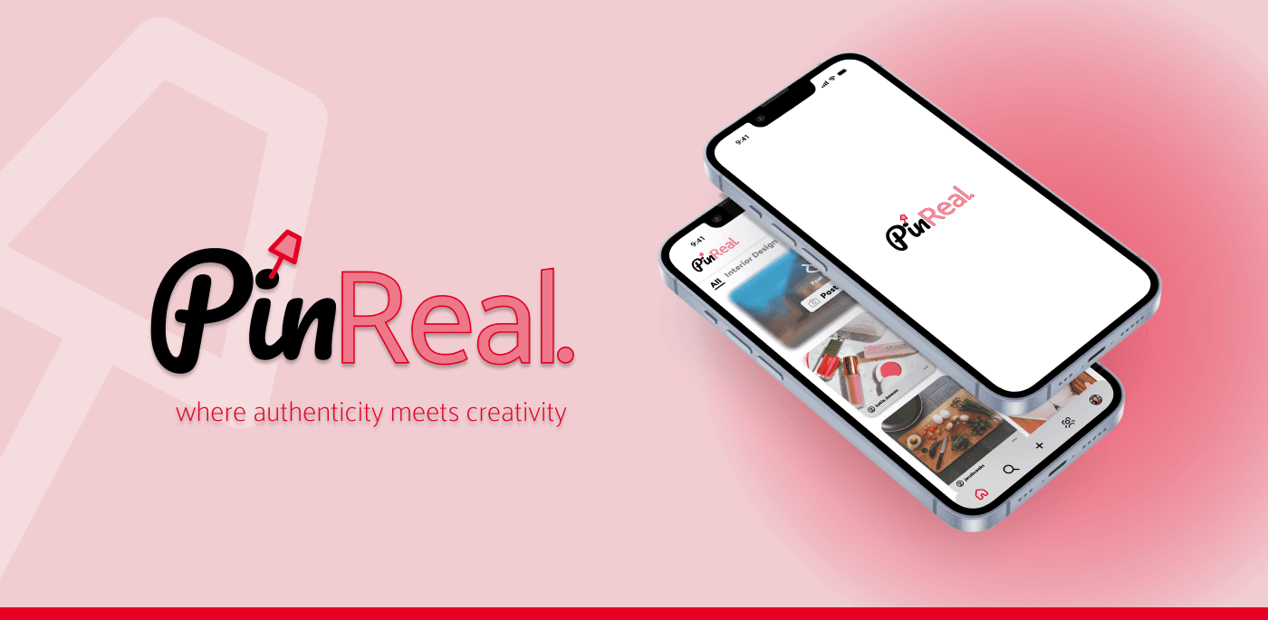 PinReal hero — logo, tagline, and phone mockups