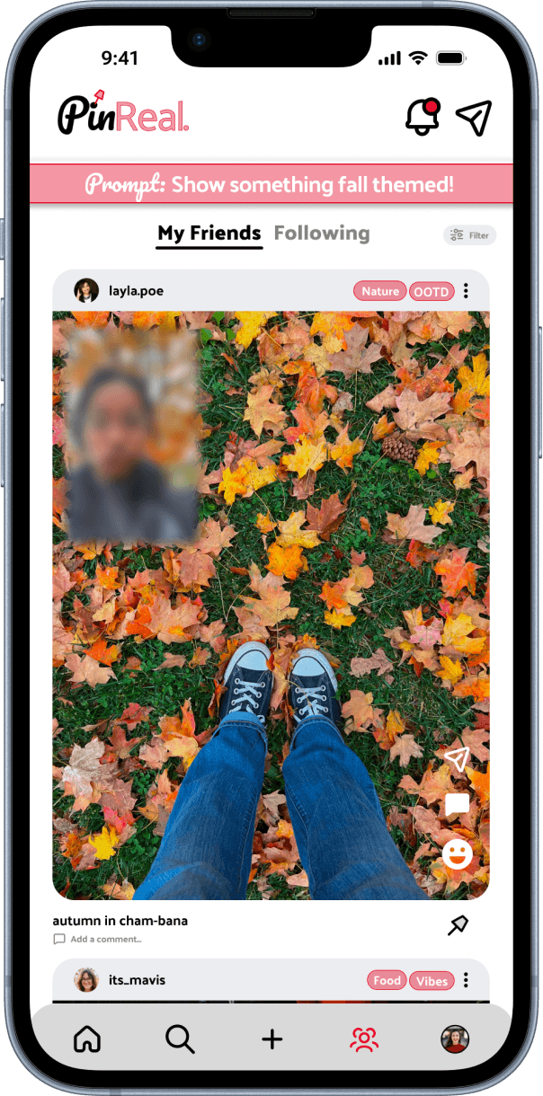 Unlocked friends' PinReals feed