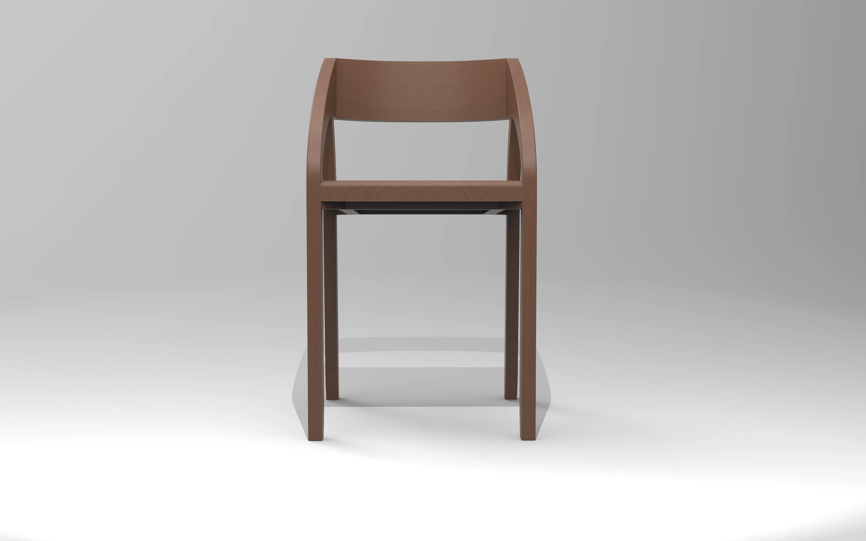 Arco chair render, three-quarter view