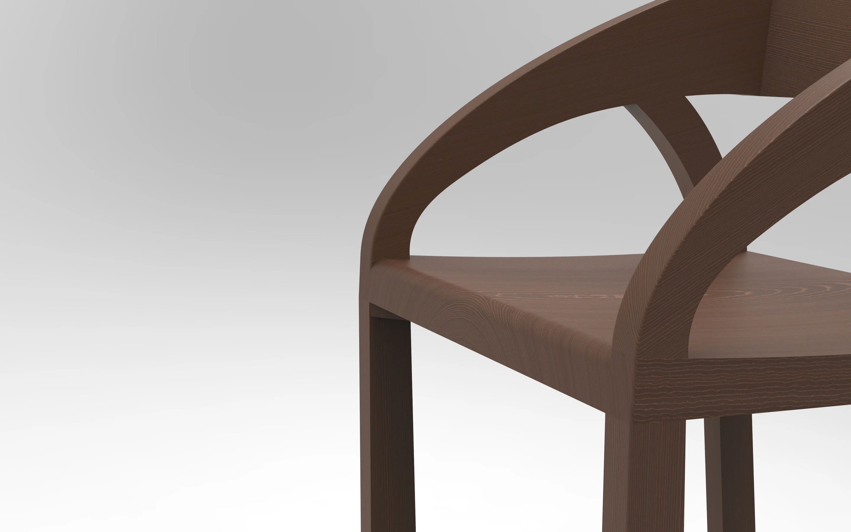 Arco chair render, side view