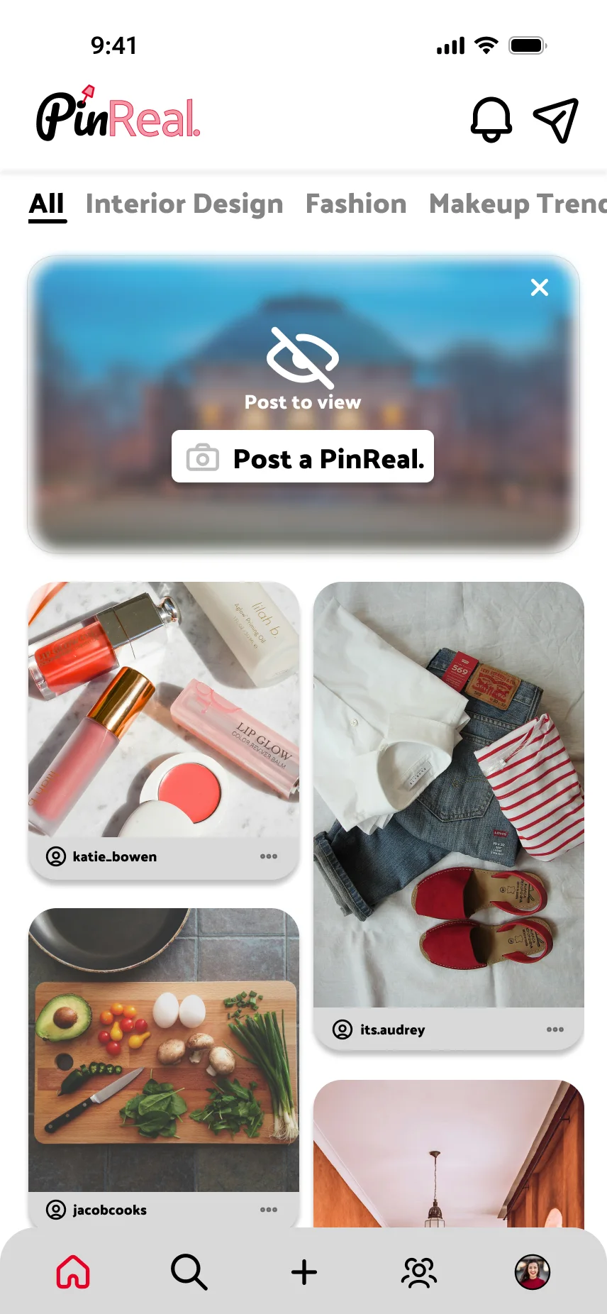 PinReal. homepage feed